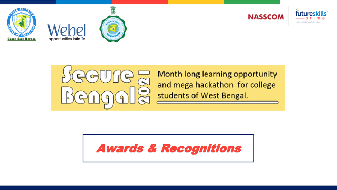 Secure Bengal 2021 is a programme on secure application coding and cybersecurity, in partnership with NASSCOM, consisting of a course and a Mega hackathon Competition for college students. The month-long course was held in August 2021.